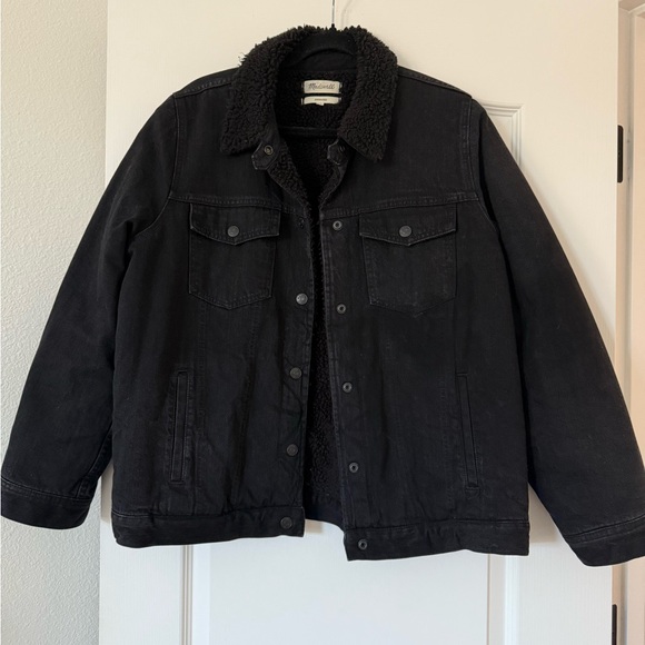 Madewell Jackets & Blazers - Madewell Black Jean Jacket with Sherpa Collar